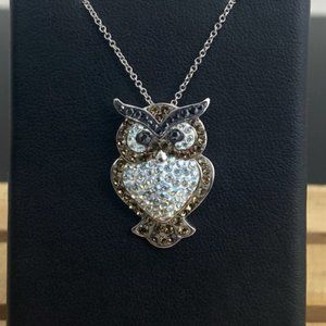 Sterling Swarovski Elements Owl Necklace